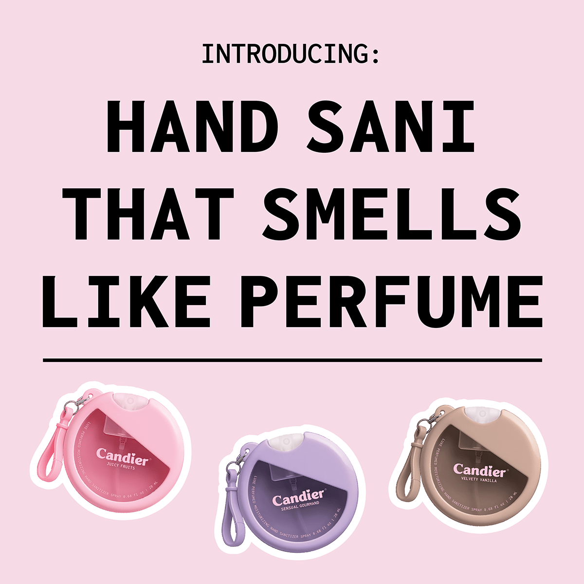 Candier cute hand sanitizer with vanilla fragrance and gourmand scent