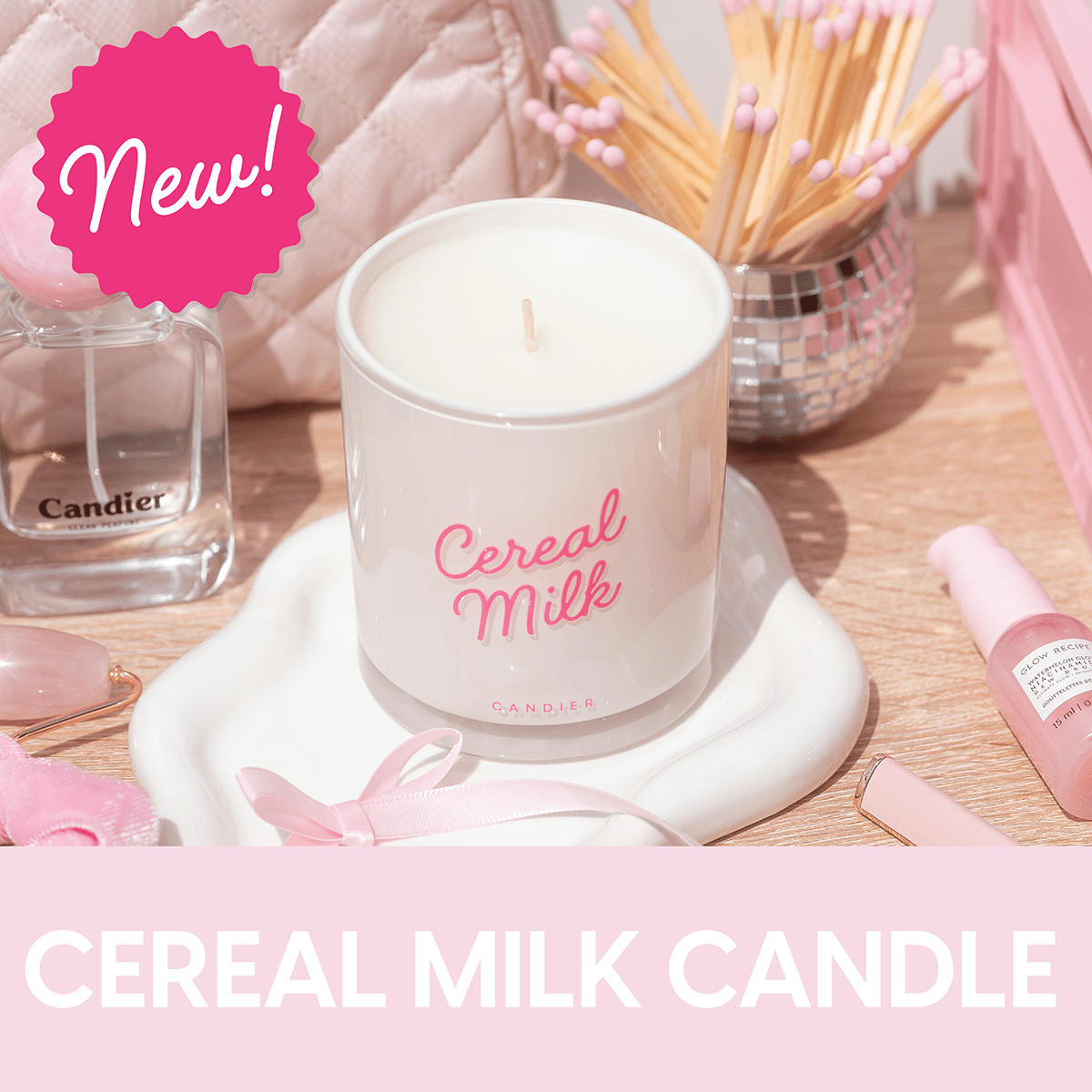 Cereal milk candle by Candier. Cute dessert candle with soft girl era aesthetic