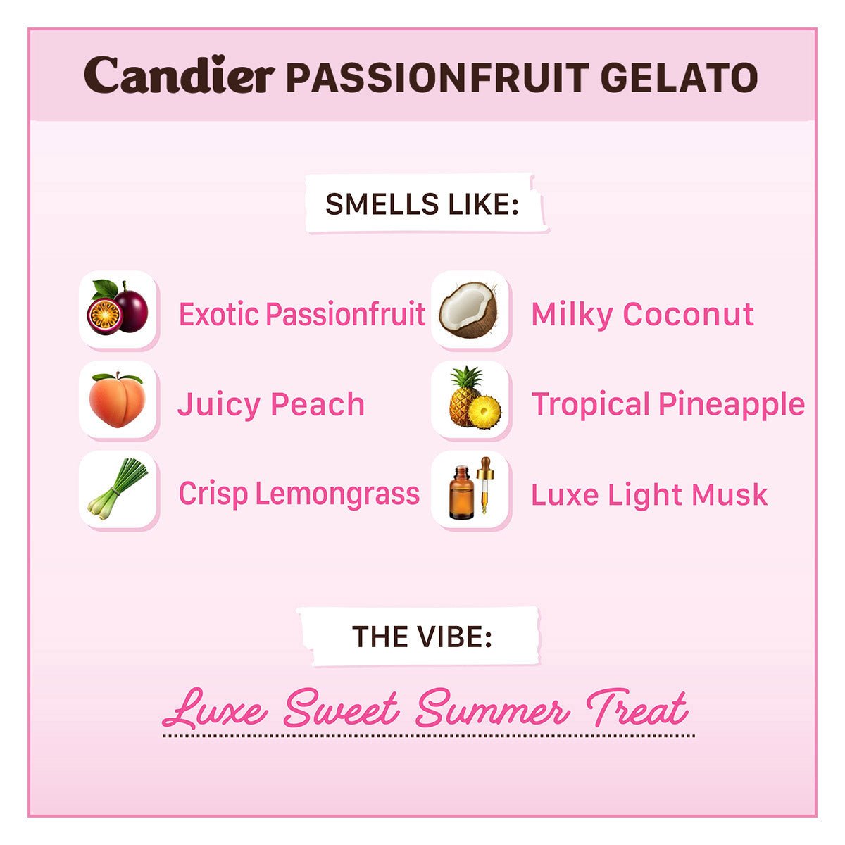 cute dessert candle PASSIONFRUIT GELATO CANDLE scent notes
