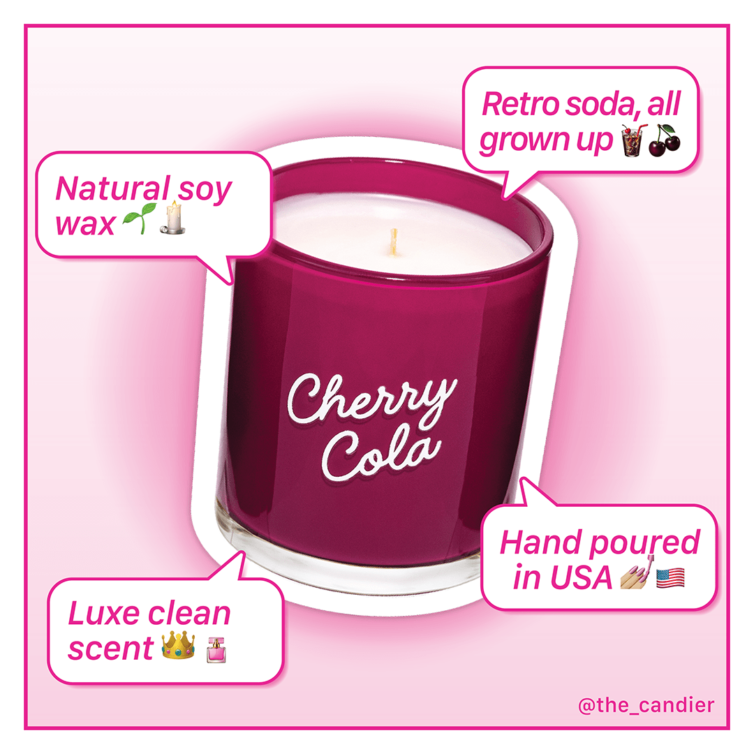 CHERRY COLA CANDLE - candier luxury soda candles with gourmand fragrance