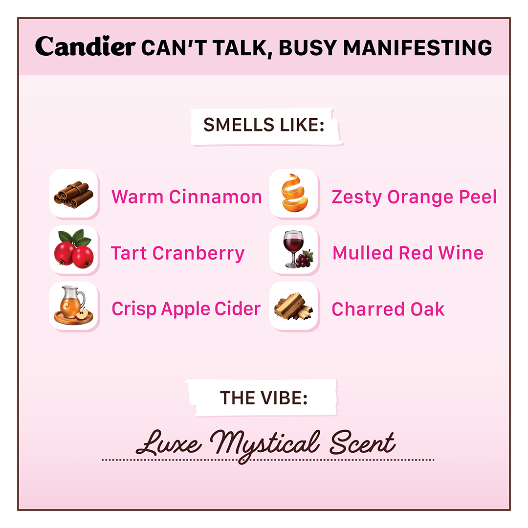 Scent notes for CANT TALK BUSY MANIFESTING Candier Manifestation Candle