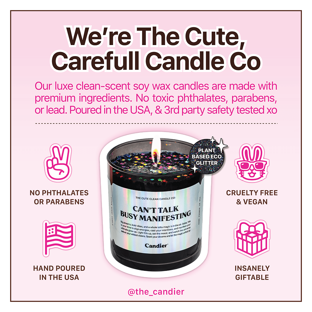 Candier best candle brands featuring CANT TALK BUSY MANIFESTING Manifestation Candle