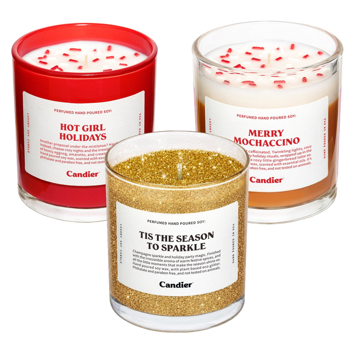 Candier Christmas candle bundle with 3 holiday scents. Best christmas gift teens