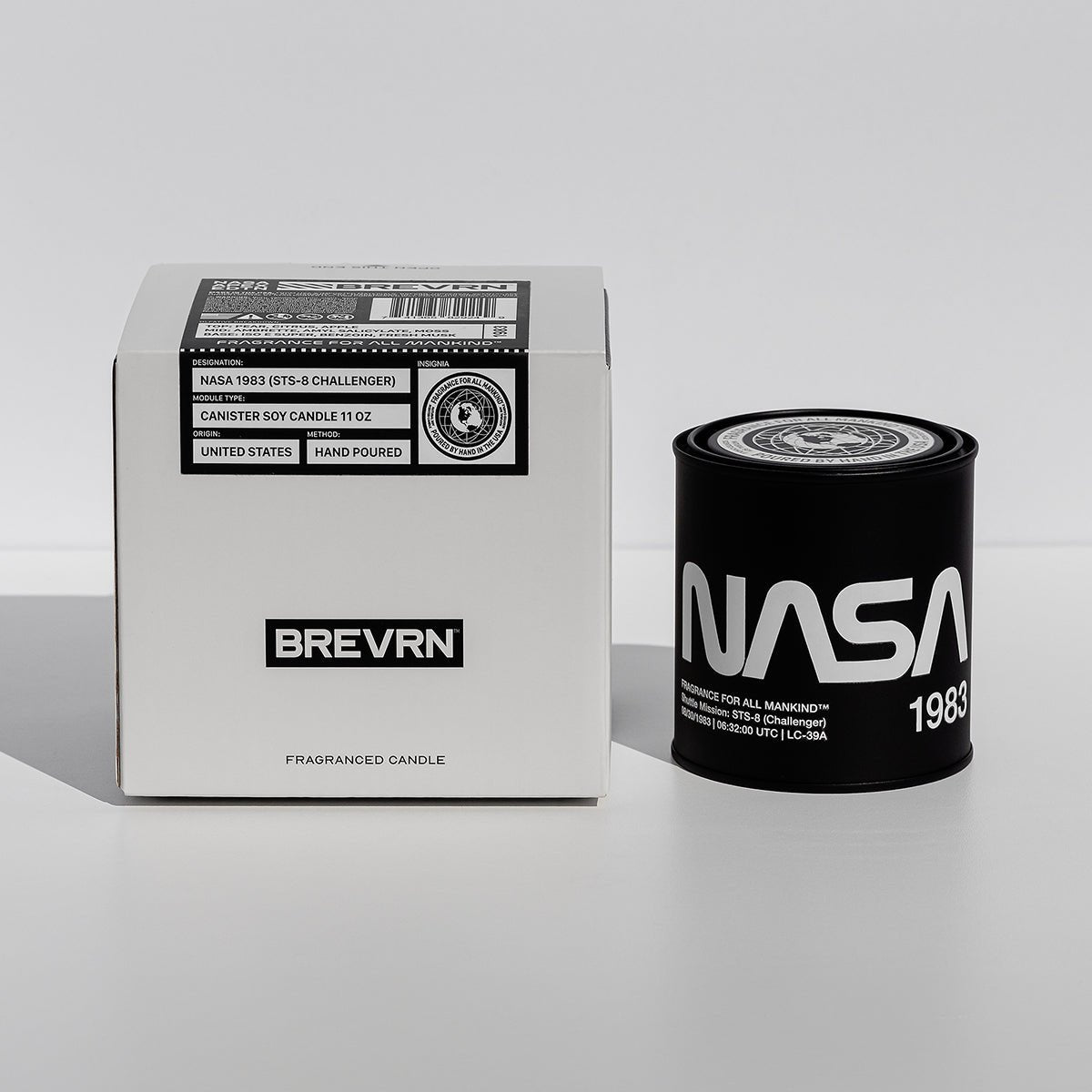 NASA Candle 1983, award winning design with masculine scent. Luxury candles for men make best manly gift for urban art lovers