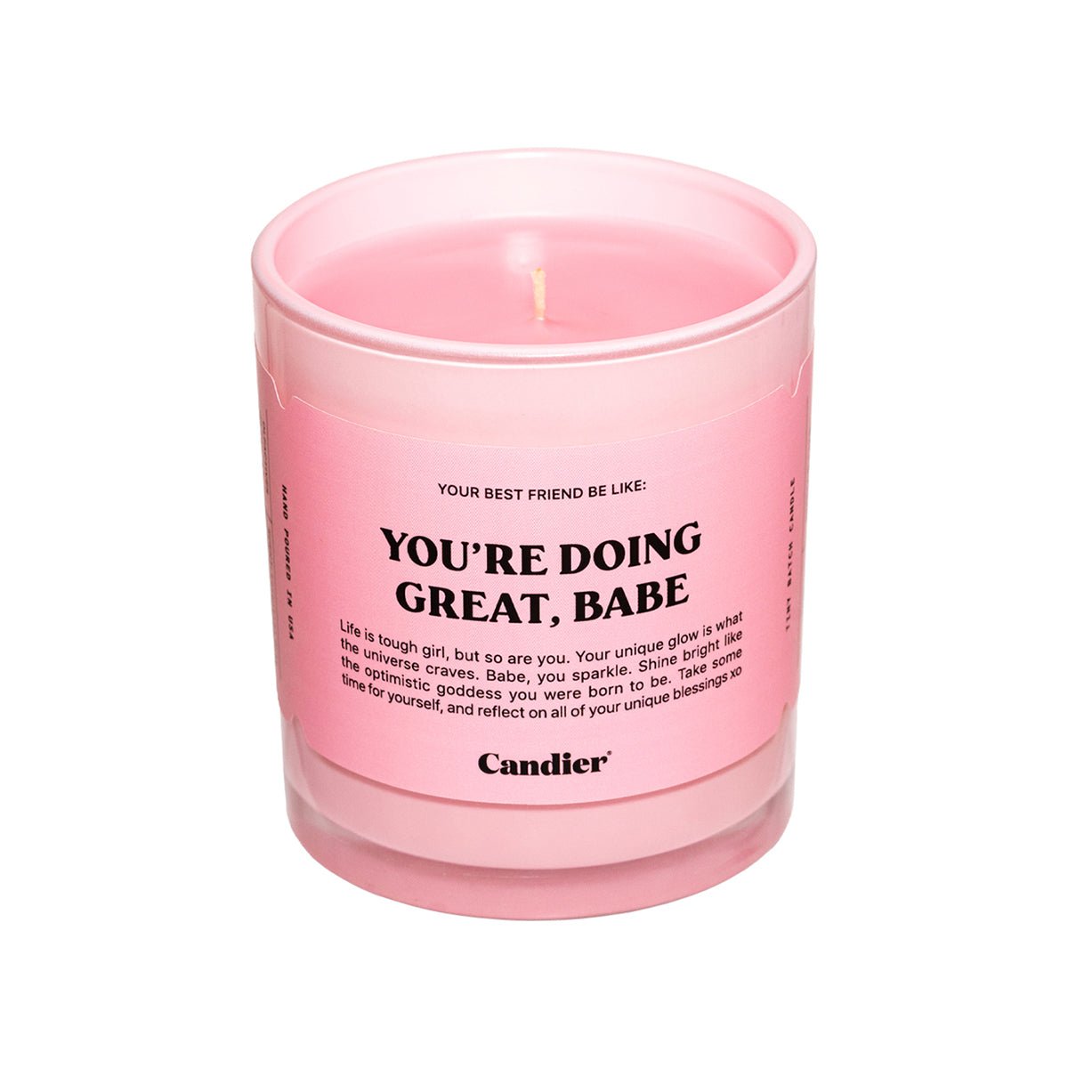 Cute pink candle by Candier with soft girl aesthetic that makes best gifts for teen girls with soft girl aesthetic