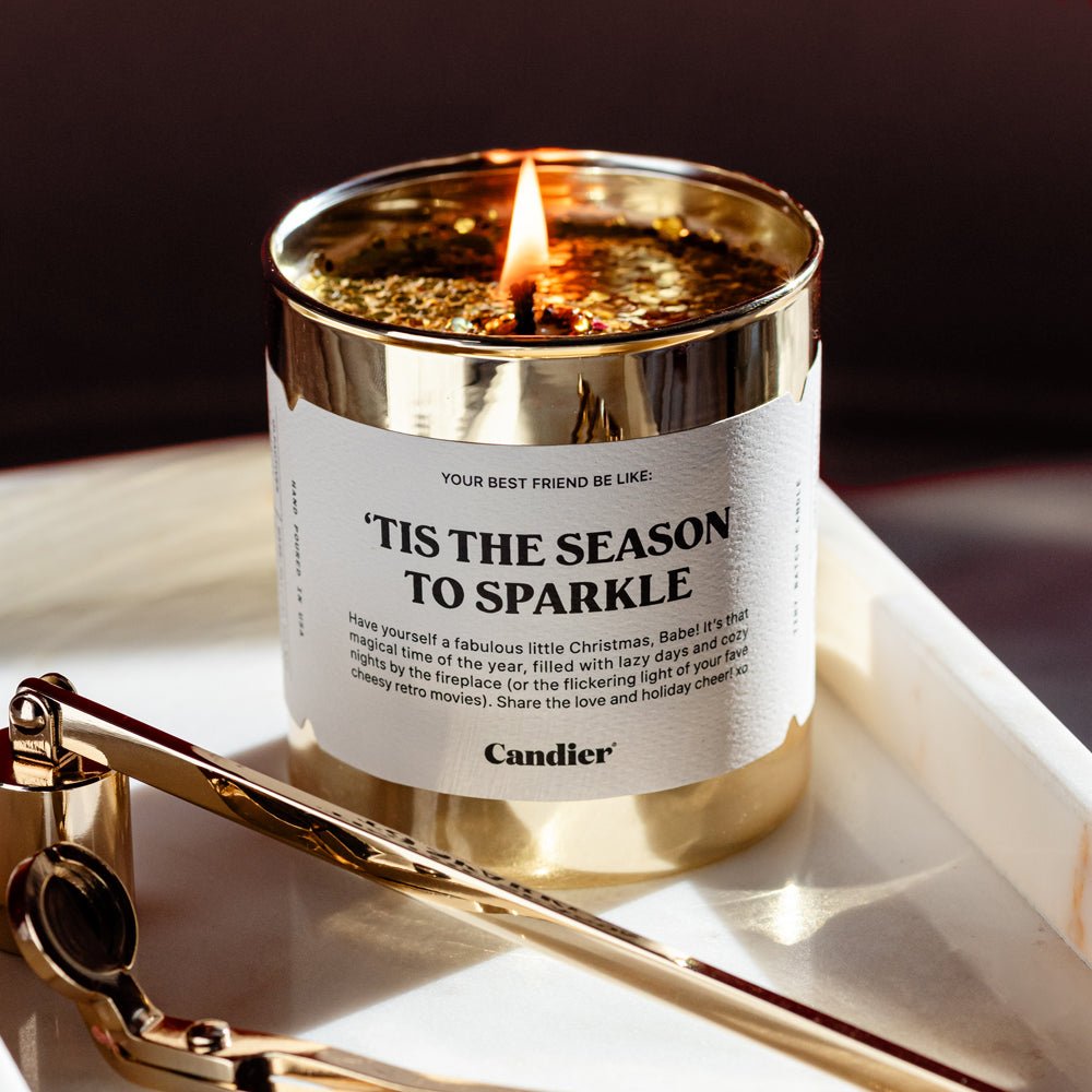 Candier info card — clean, hand-poured christmas scented candles; great white elephant gift ideas $50.