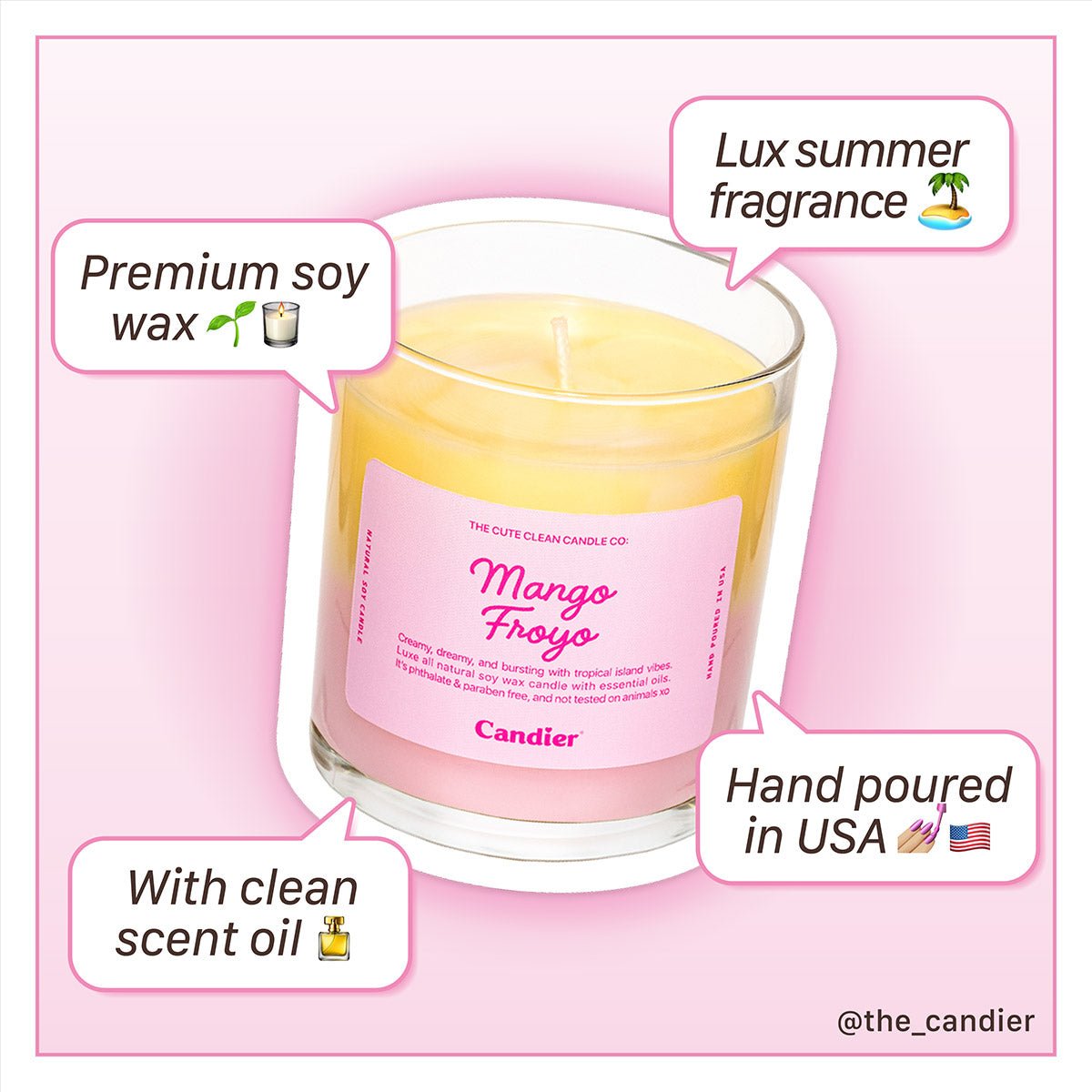 Candier MANGO FROYO cute CANDLE with pink candle aesthetic