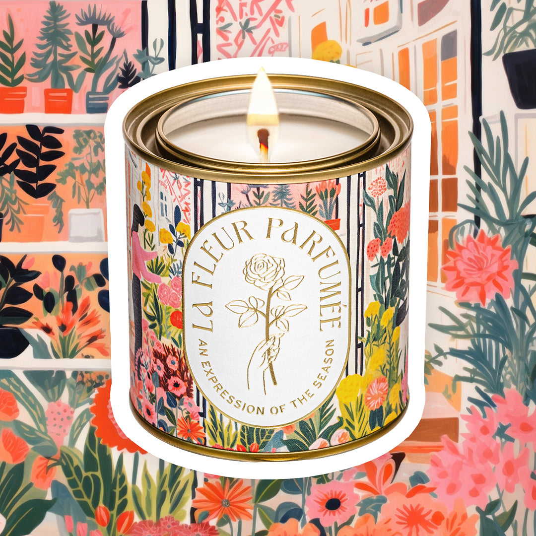 Soy wax flower candle with art of New York City florist â inspired by hotel scents and home luxury scents