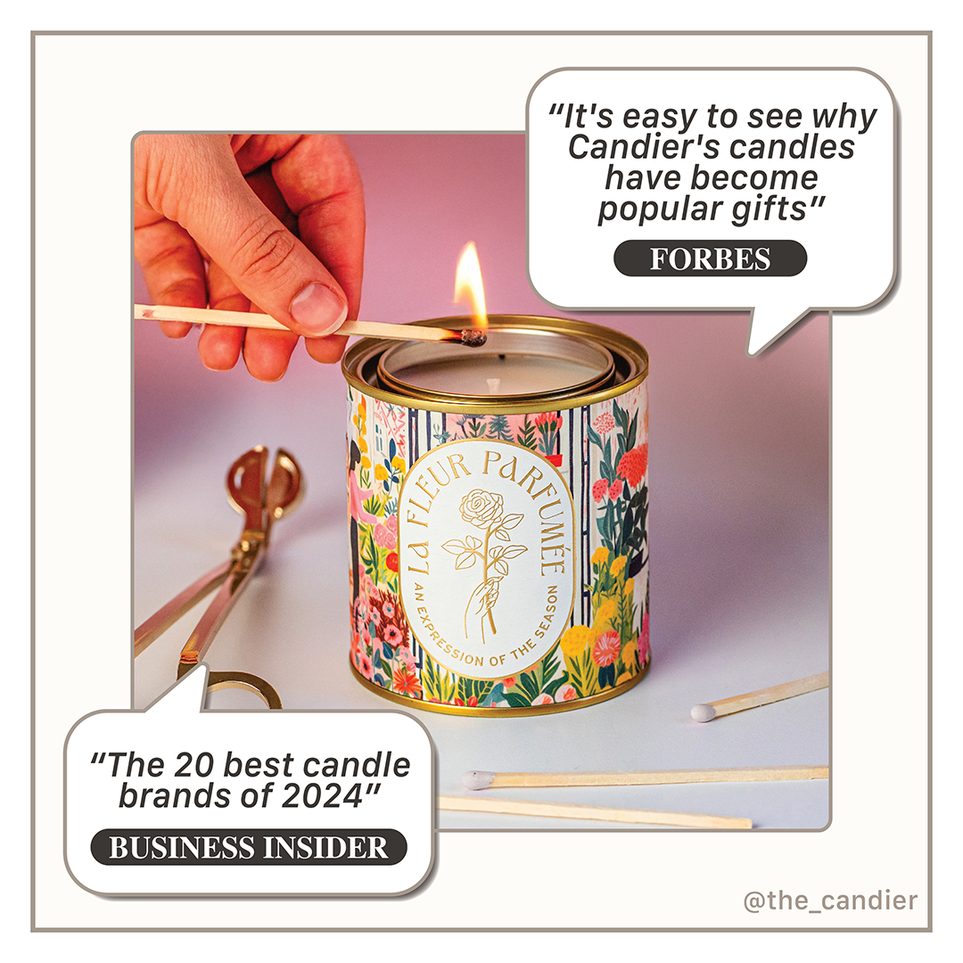 Featured as one of the best candle brands, Candier's floral candle is a trending flower gift with luxe aesthetics
