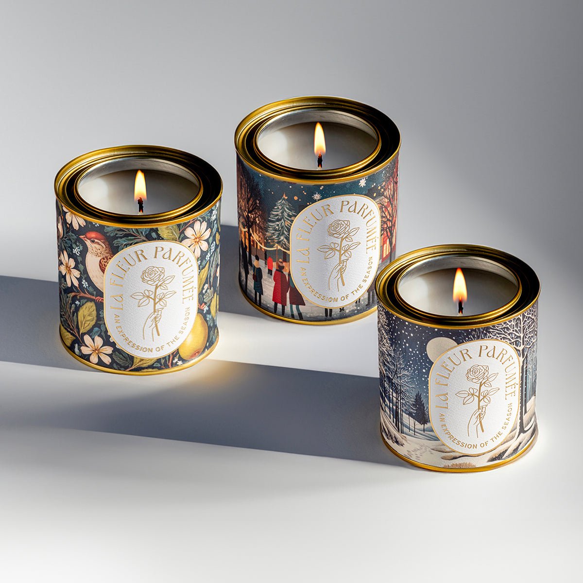 Trio set of Candier Winter Solstice—premium winter candles; perfect Christmas gifts for friends and unique Christmas gifts for adults.