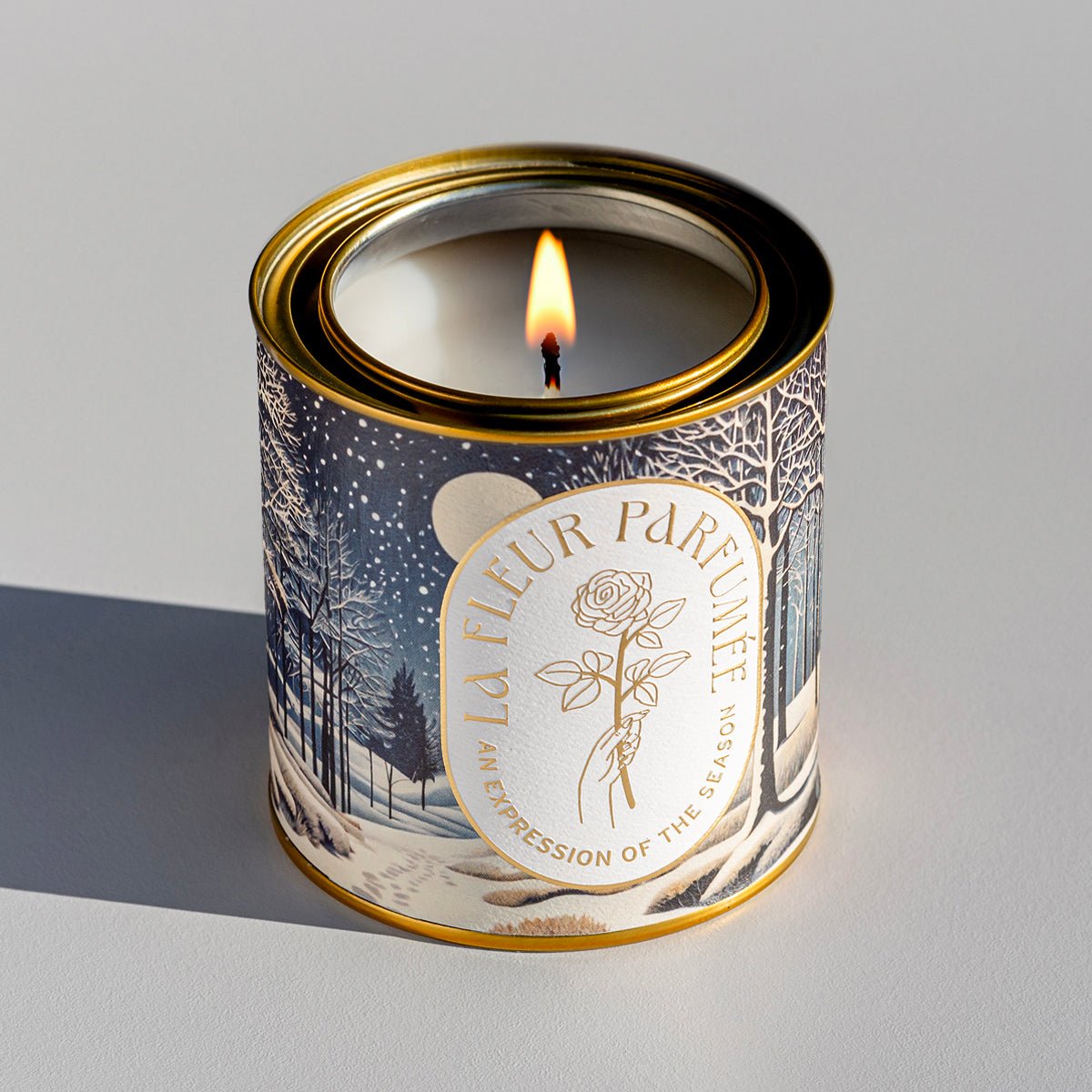 Close-up of Winter Solstice by Candier—refined christmas candles/winter candles; thoughtful best Christmas gifts for mom and Hanukkah gift ideas.