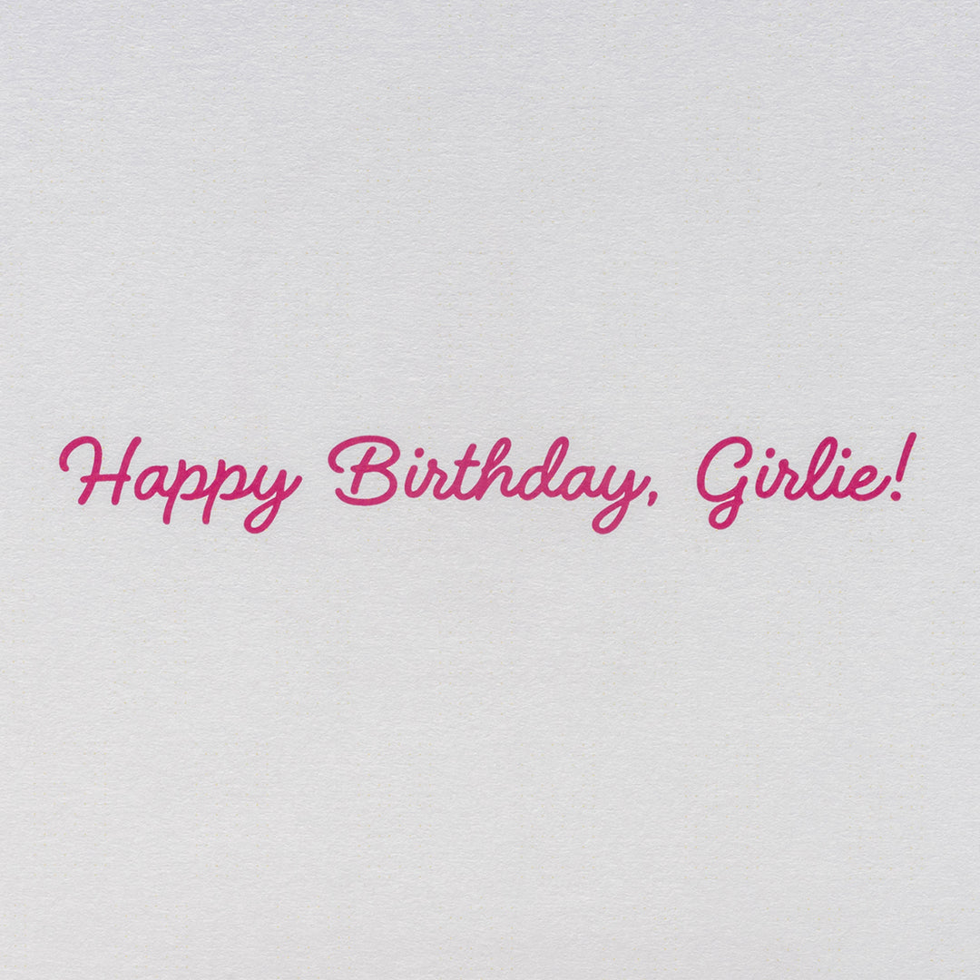 Inside message of the Candier birthday scratch-and-sniff card reads “Happy Birthday, Girlie” in pink script