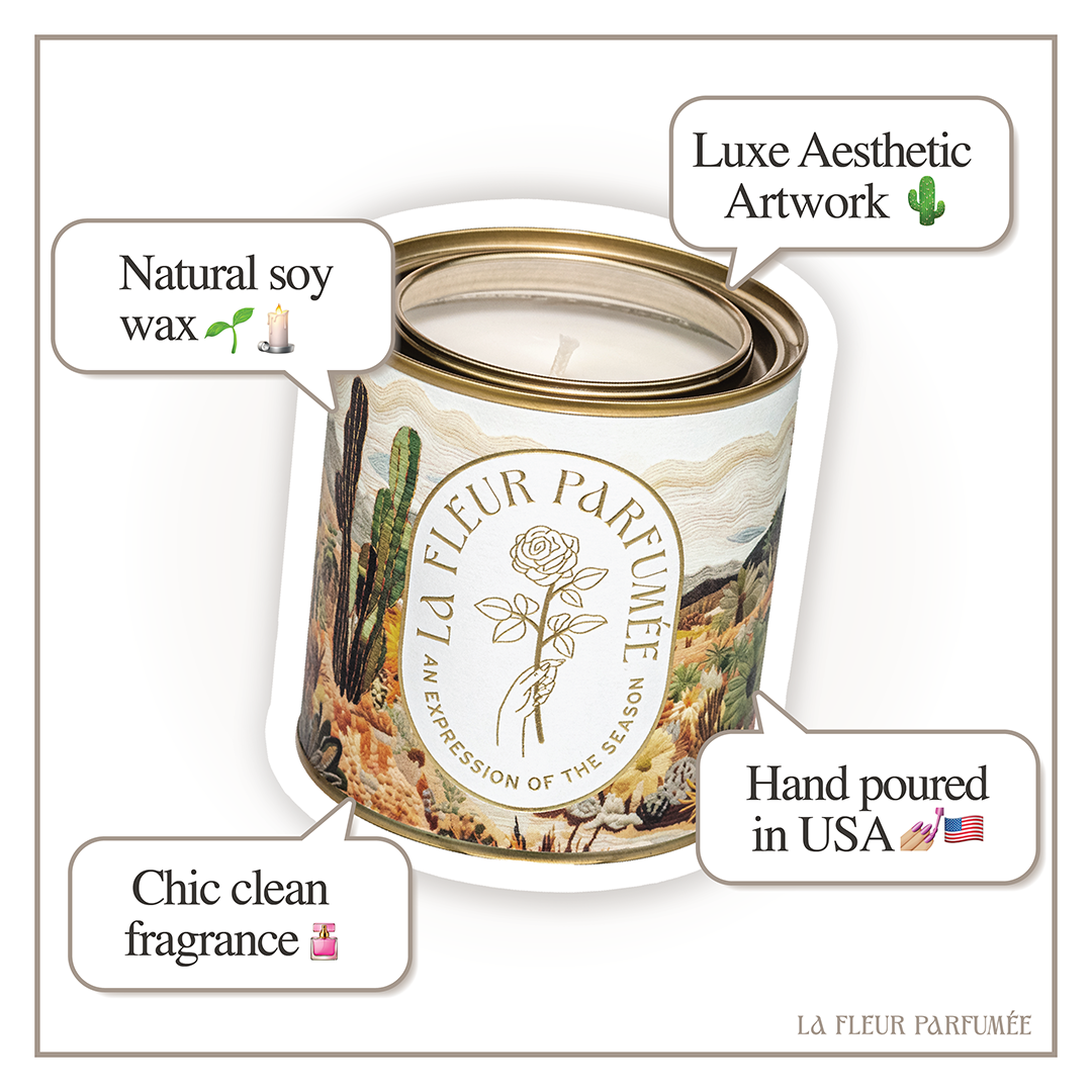 Clean candles made with natural soy wax and hand-poured in the USA, ideal for travel candle gifting.