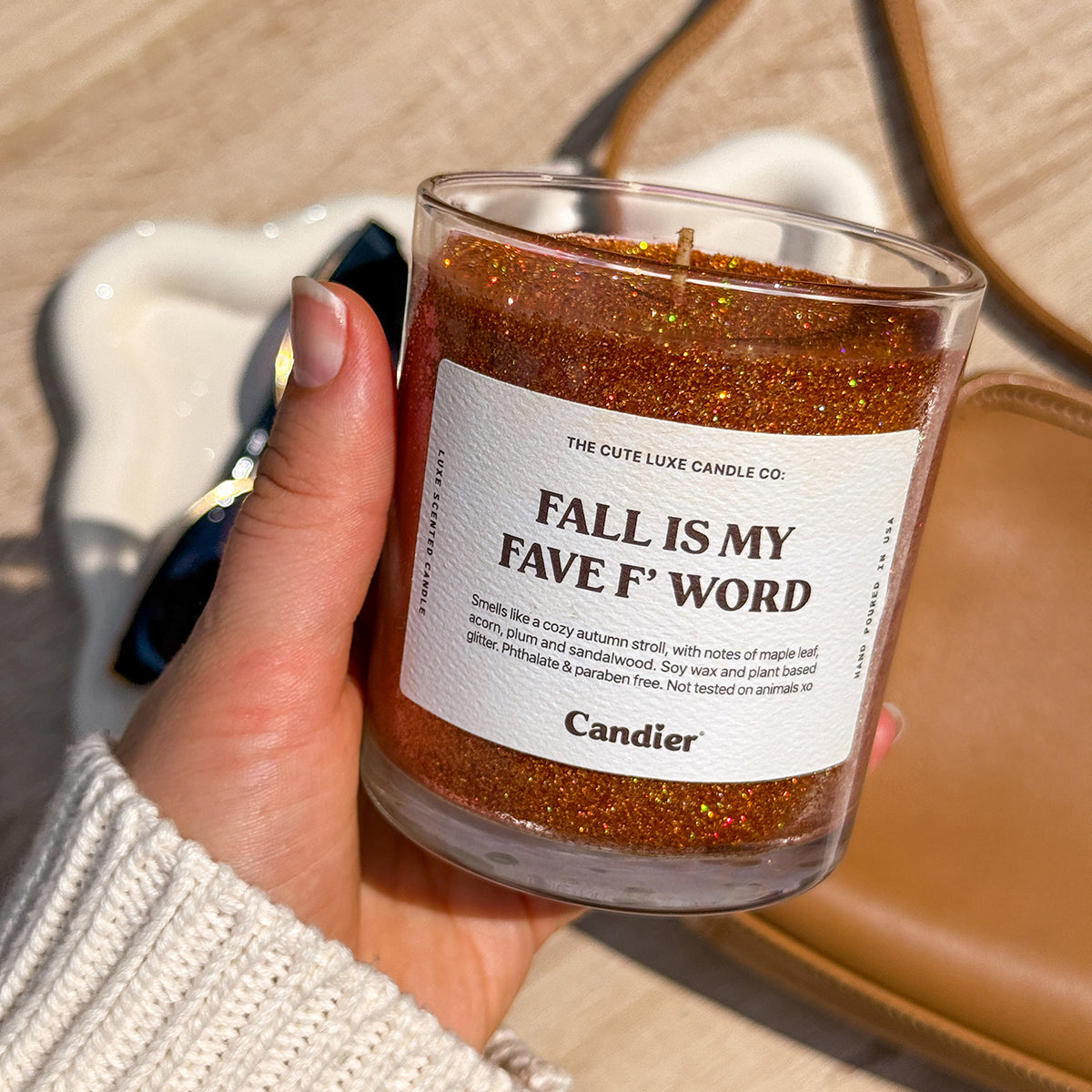 Luxe candle from Candier, the cozy sweater weather candle that makes the best gift for a young woman or cute gifts for friends.