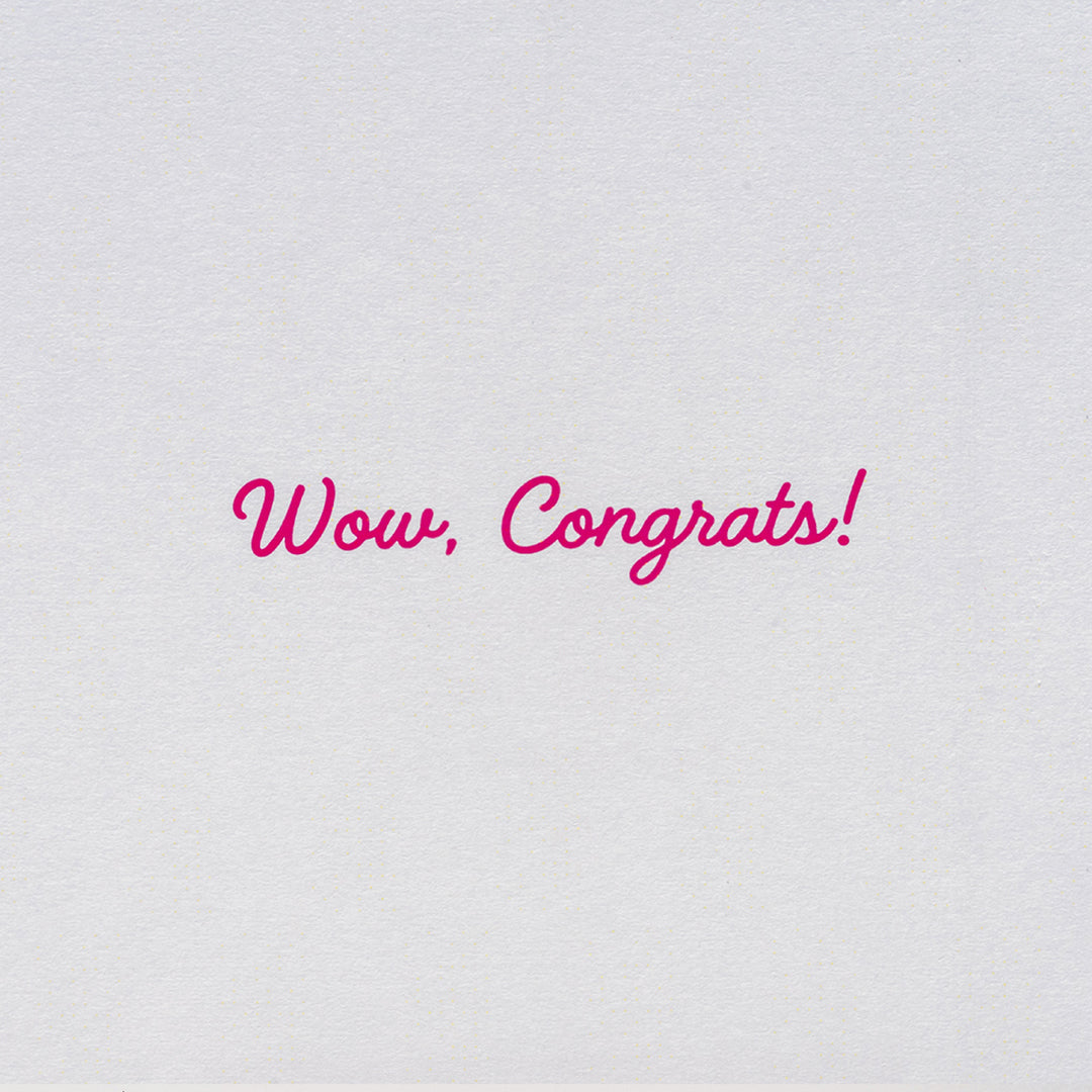 Inside of Candier® graduation card with printed message “Wow, Congrats!