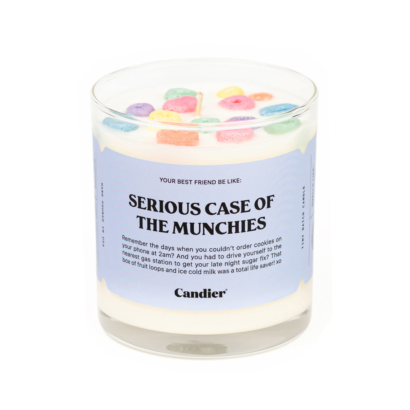 Candier fruit loop cereal candle. Funny candle with gourmand scent