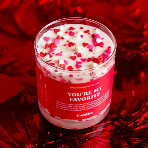 Valentines Day Candle by Candier. Lux Cute Candles with Sprinkles 