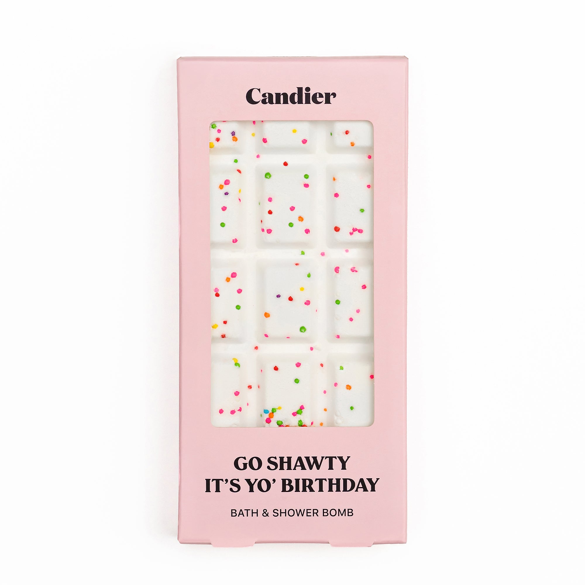 Candier Birthday Party Bath Bomb Bar that's also a Shower Steamer that looks like a candy bar! Cute gift for women. Vanilla scent and gourmand fragrance