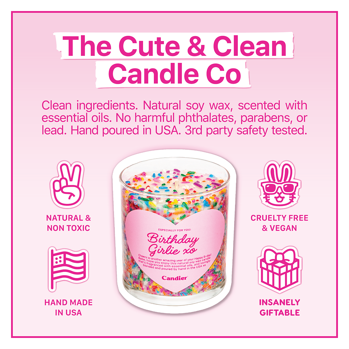 Candier Luxury birthday candles made in the USA. Best cute birthday gifts​ for her and the ultimate vanilla scent candle with best gourmand scent. Buy funny candles now