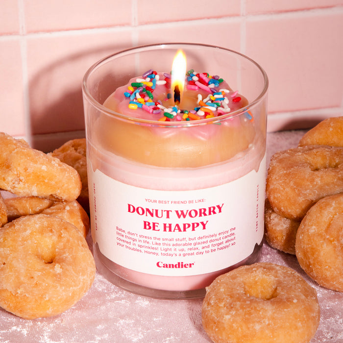 Donut Worry Be Happy Candle Donut Scented Candle