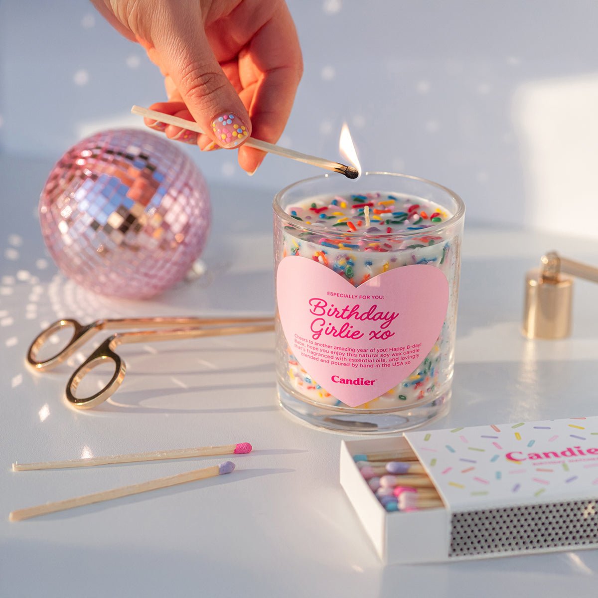 Birthday candle gift set by Candier candles. cute room decor that makes best gifts for teen girls​ with pink aesthetic 