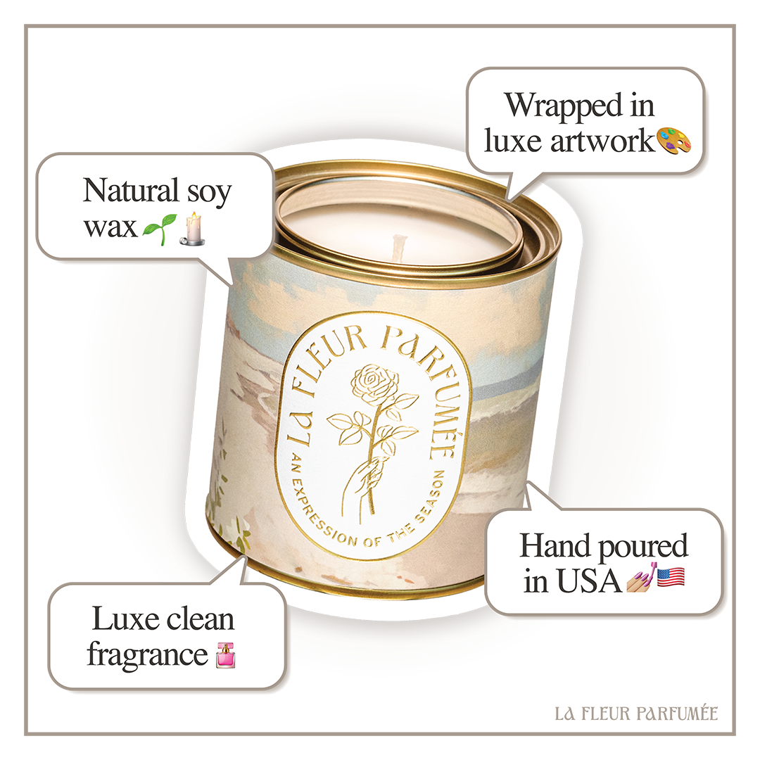 Experience a secret staycation with this La Fleur Candier beach candle. Featuring coastal scents, fresh pear, and musk, it's perfect for a luxury home fragrance collection