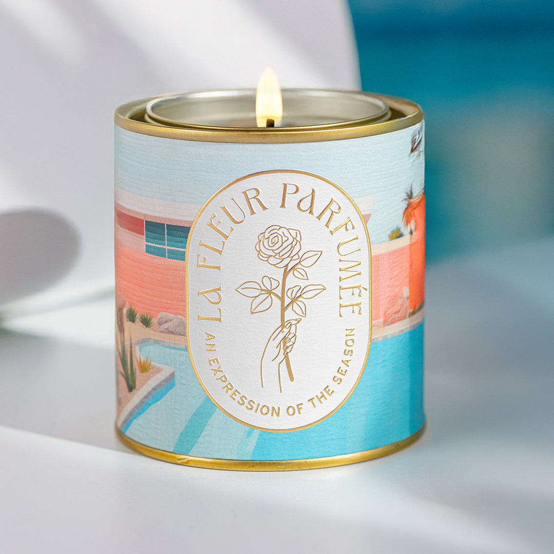 Effortless Palm Springs California aesthetic in a candle. This best summer scent blends citrus and floral notes in a premium luxury candle gift set. Unique gift for her