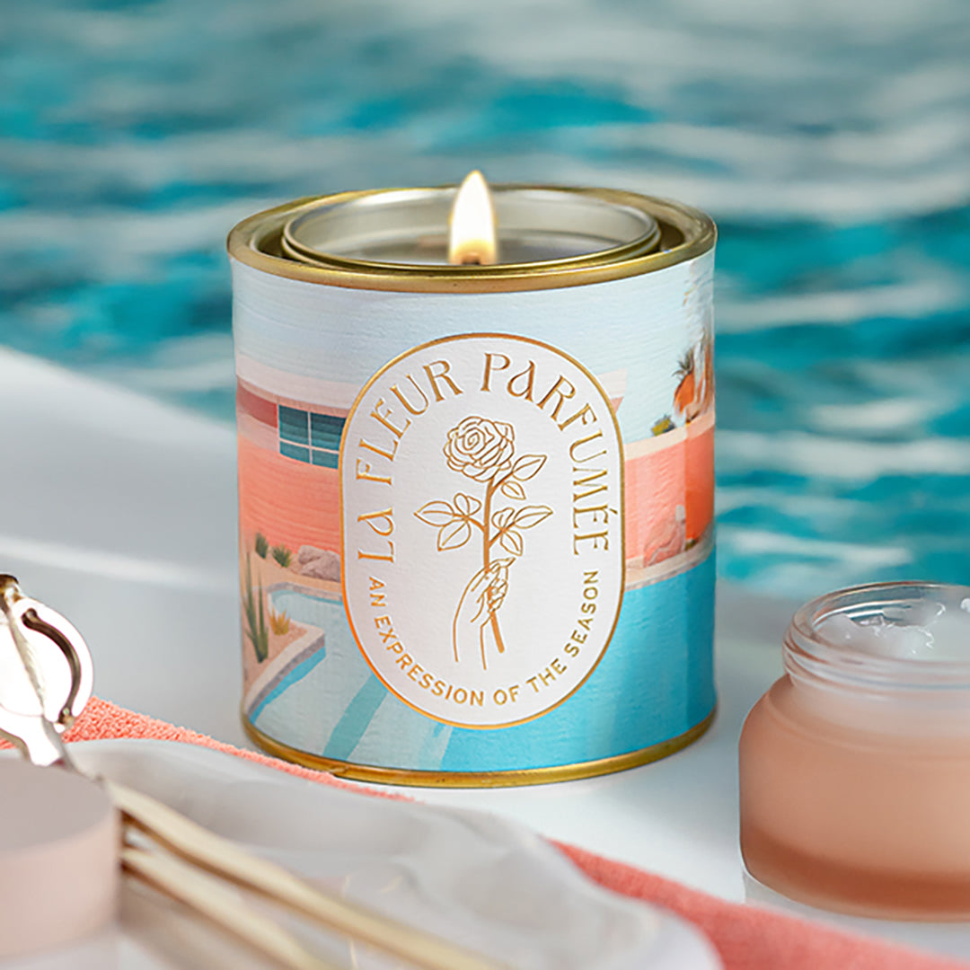 Vacation candles for a poolside escape. This fancy candle features hotel-inspired scents, made in America for a clean, long-lasting burn. Start your secret staycation​ today.