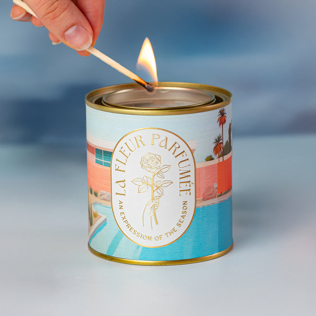 California aesthetic palm springs decor with this best summer scent. A luxury candle made in USA, featuring a clean-burning fragrance for a high-end hotel scents experience. Start your secret staycation​