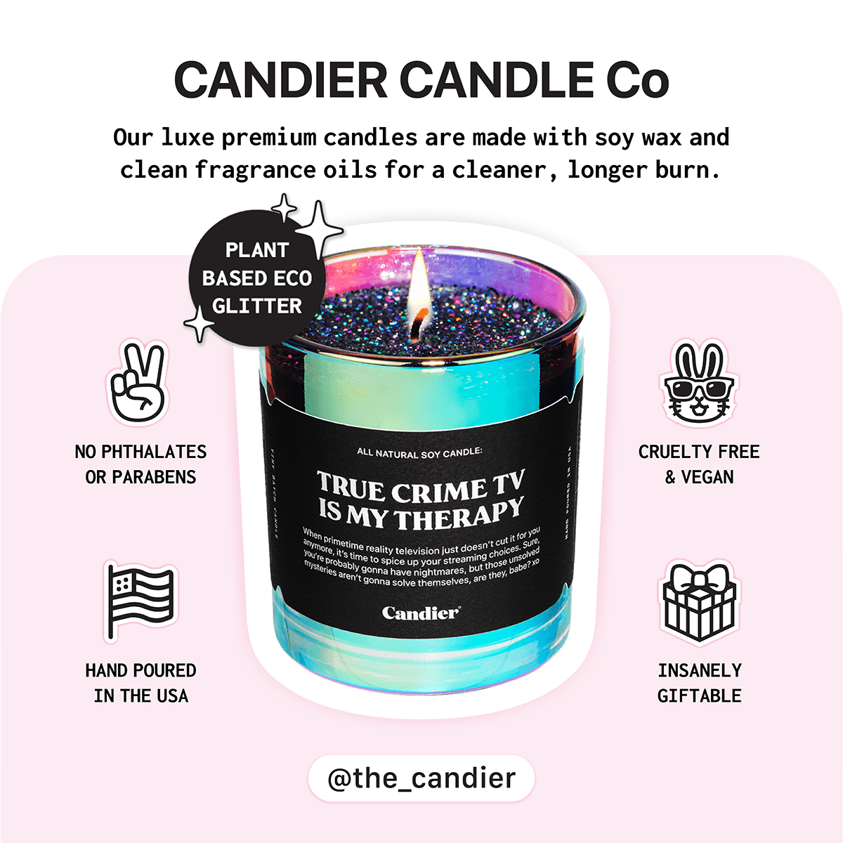 Candier candles for halloween with plant based eco glitter, clean candles make perfect cute halloween decor