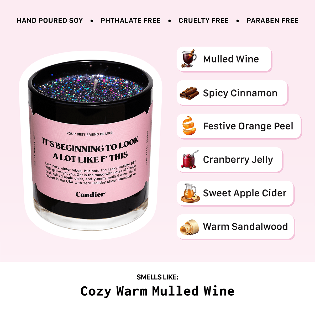 Cozy lifestyle shot of Candier F This pink candle — cute christmas gifts for friends and good secret santa gifts.