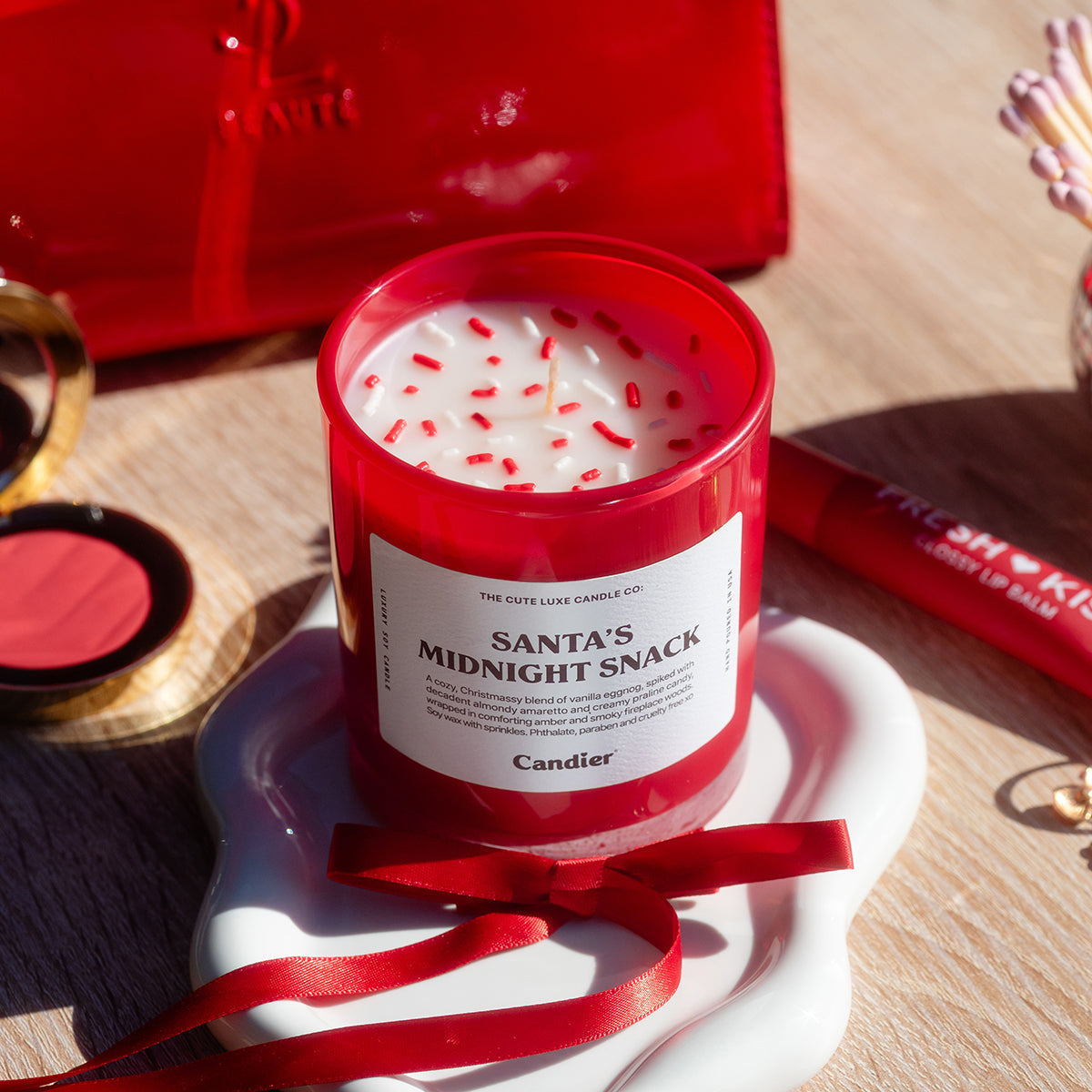 Cozy lifestyle of Candier Christmas candles — cute room decor and pretty candles; Christmas gifts for friends and sisters.