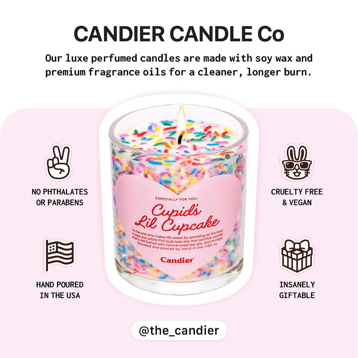 Candier clean luxury soy candles highlighting cruelty free ingredients and premium quality, perfect for luxury candle gift sets