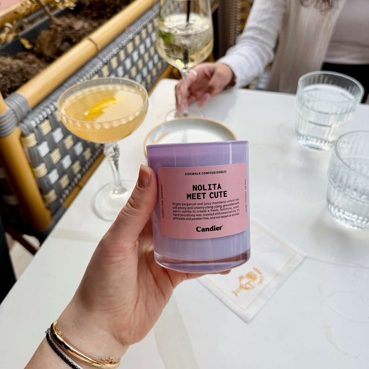 Candier Nolita Meet Cute candle lifestyle shot, cute candles and cute gifts for her with soft girl aesthetic