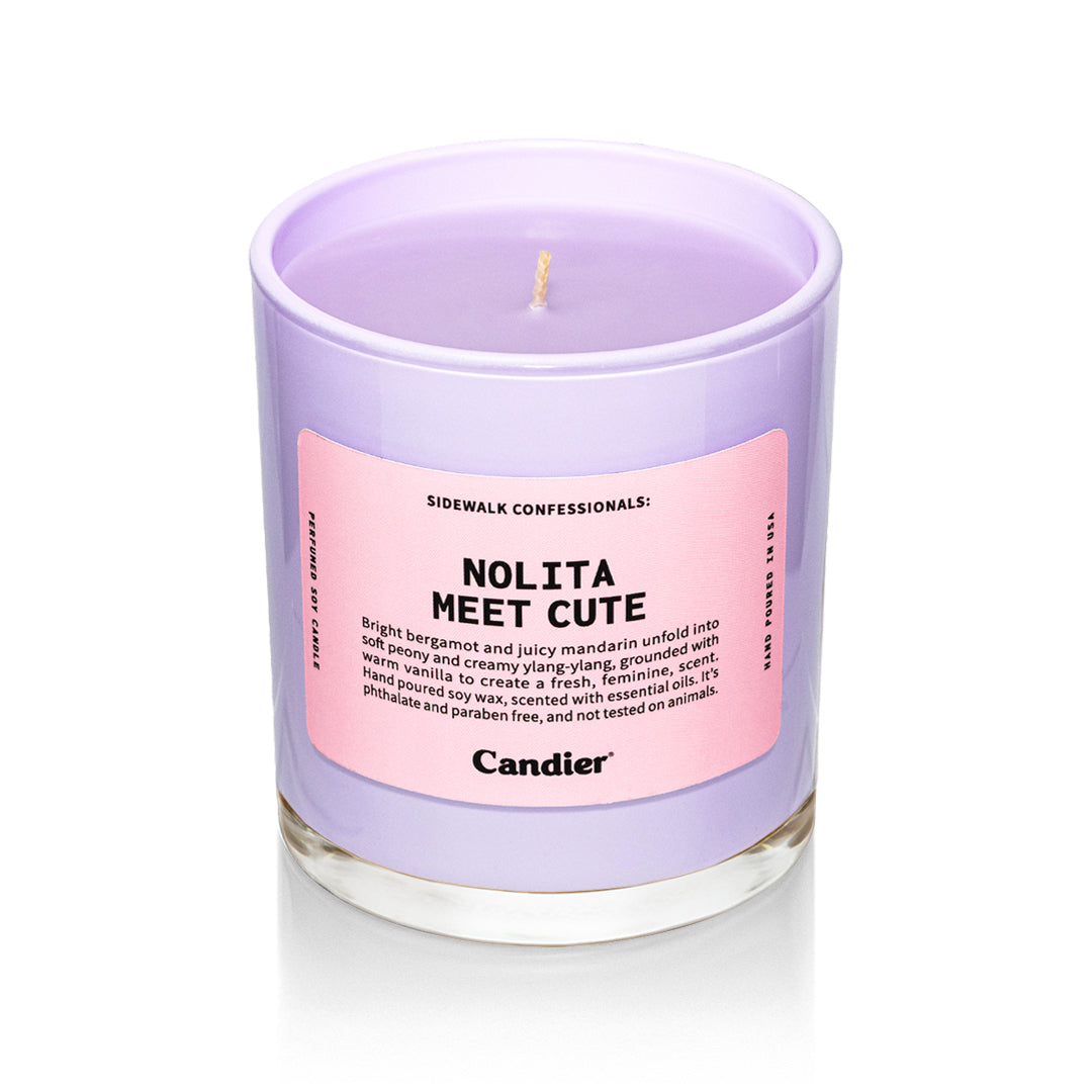 Nolita Meet Cute Candier candle, NYC candle with romantic fruity floral fragrance, luxury candles with pink aesthetic