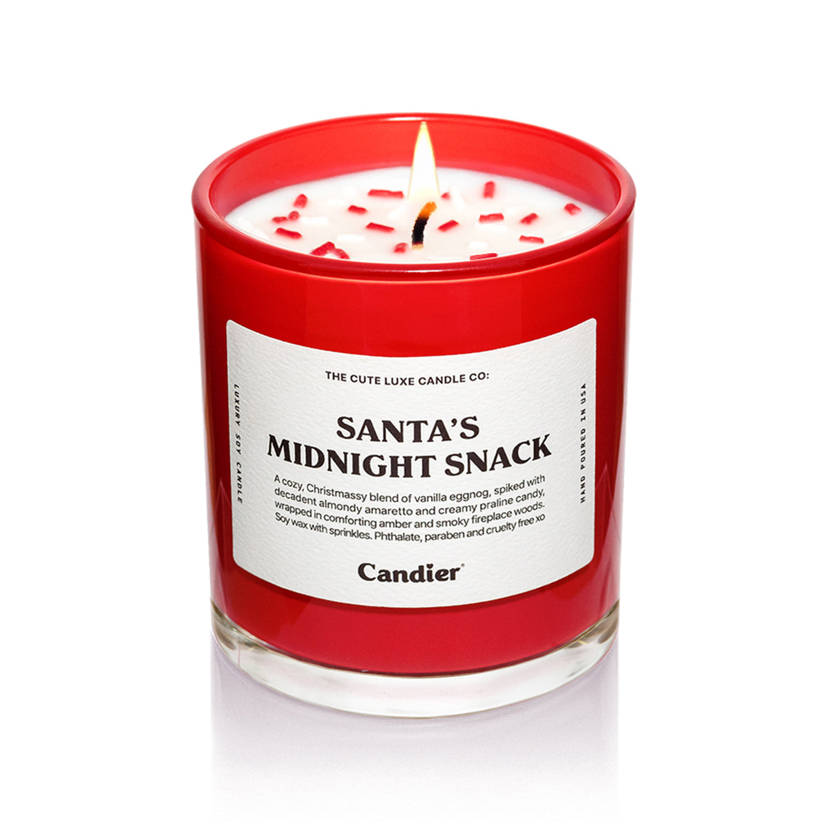 Candier Santa’s Midnight Snack — luxe Christmas candle, clean soy hand-poured; cute candle and best Secret Santa gifts pick.