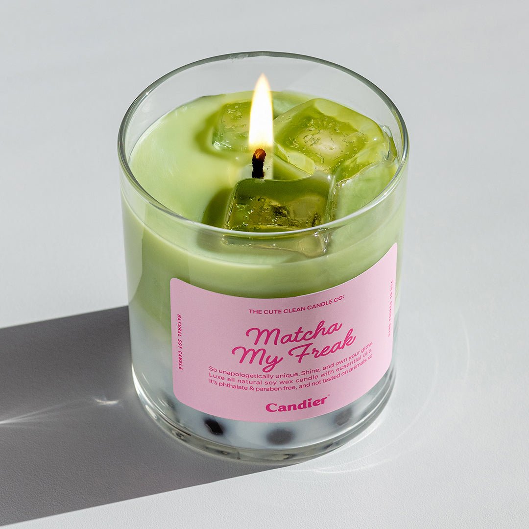 Candier MATCHA MY FREAK matcha candle. Dessert candle with green tea scent. Cute gifts for friends 