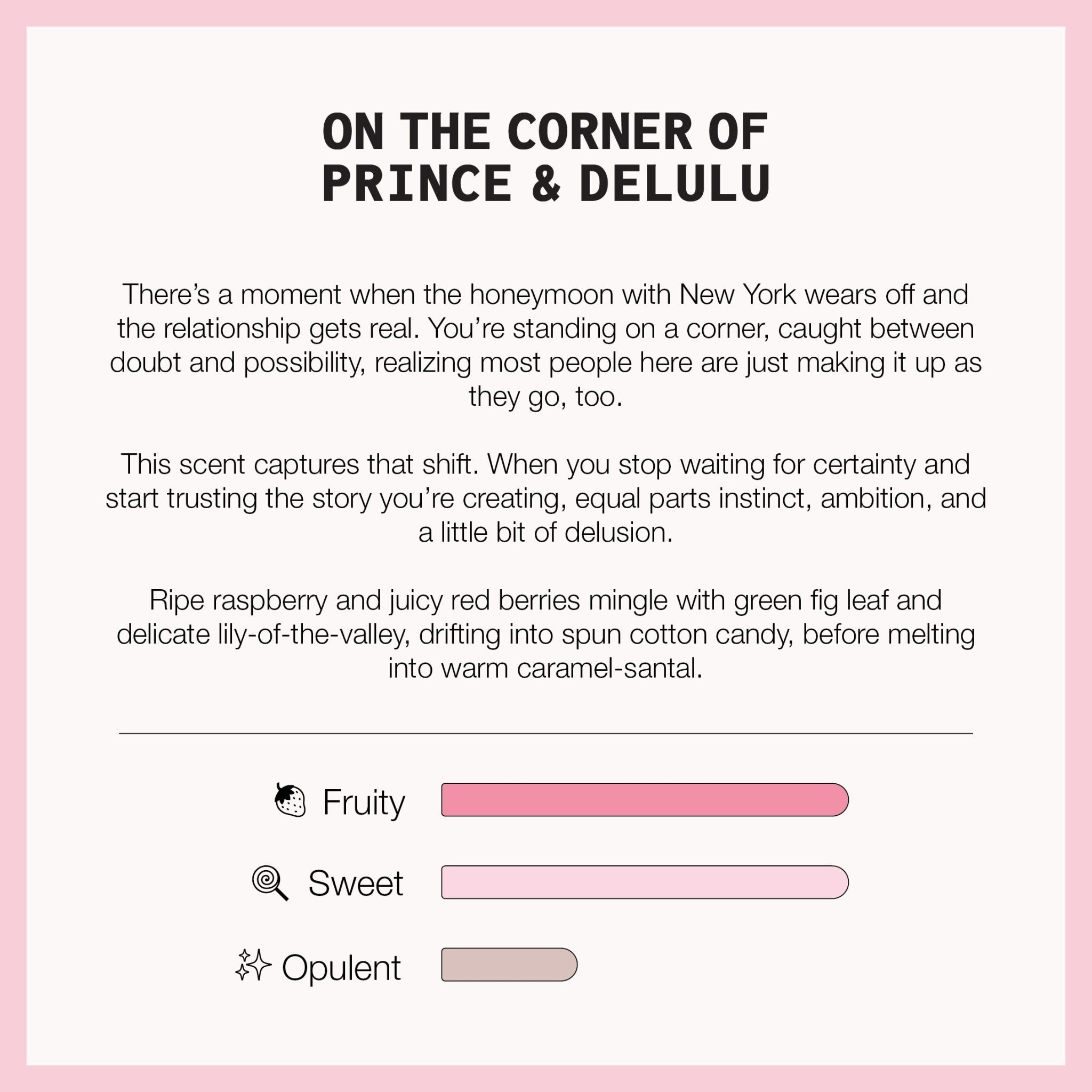 NYC candle scent profile for fruity gourmand fragrance, a cute candle with pink aesthetic vibes and one of the best luxury candles and gifts for her.