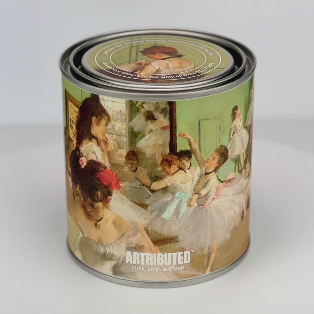 360 degree video of Degas The Dance Class candle featuring famous artwork
