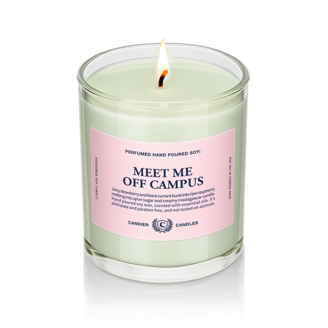Meet Me Off Campus candle, a cute sorority gift and college dorm candle for girls