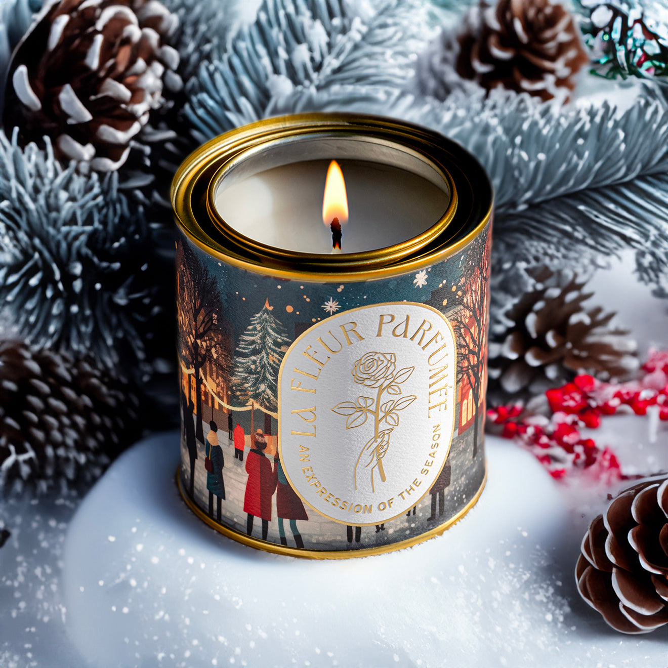 Candier La Fleur Parfumée The Gathering of Noel winter candle – festive holiday candles for Secret Santa and White Elephant gifts.